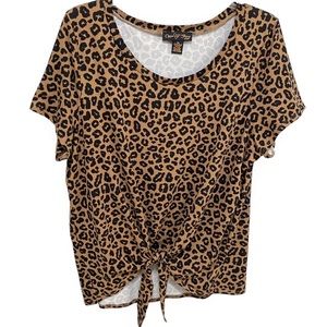 Animal Print Tie Front Top- fits more like a 2X